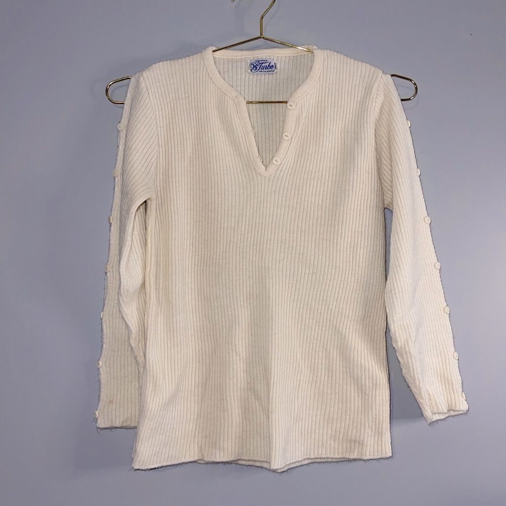 Vintage 100% Virgin Turbo Orlon Acrylic Cream Knit Sweater